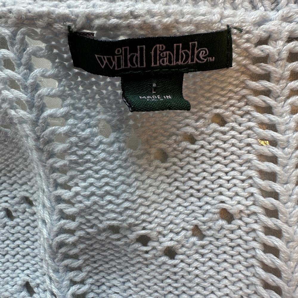 Wild fable cropped light blue dainty knit floral embroidered cardigan - Picture 7 of 13